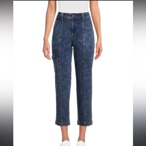 NWT Time and Tru Blue Ankle Cropped Utility Jeans with Center Seam